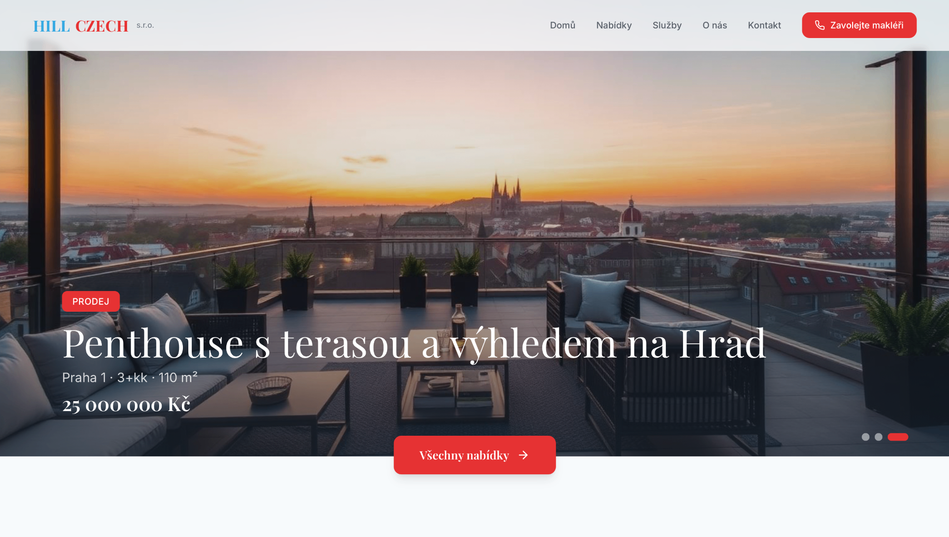 Náhled webové stránky Hill Czech — realizace SwiftStudio
