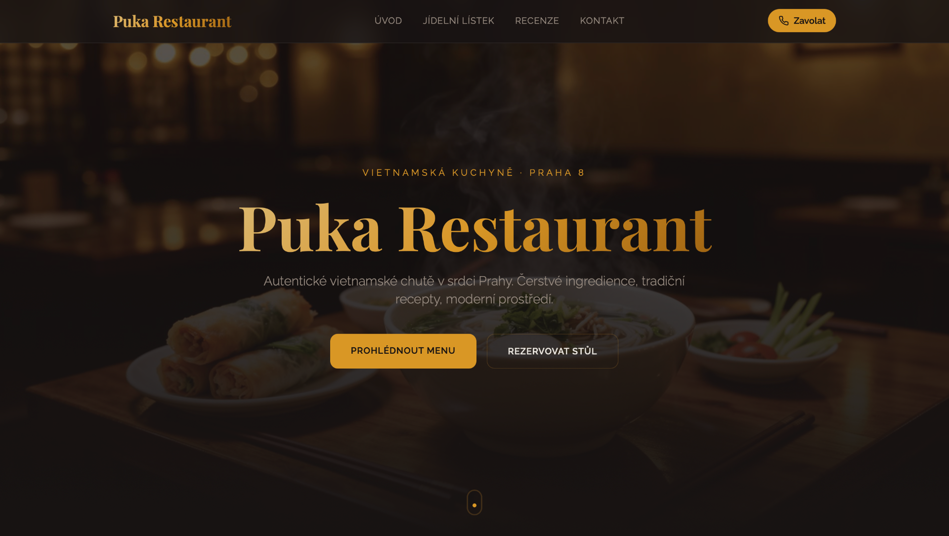 Náhled webové stránky PUKA Restaurant — realizace SwiftStudio